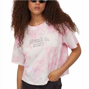 Ariana Grande Pink and White Tie-Dye Thank U, Next Crop Tee
